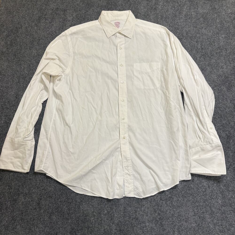Brooks Brothers Mokers Men's Size 17 1/2 - 5 White Full Button Up Dress Shirt